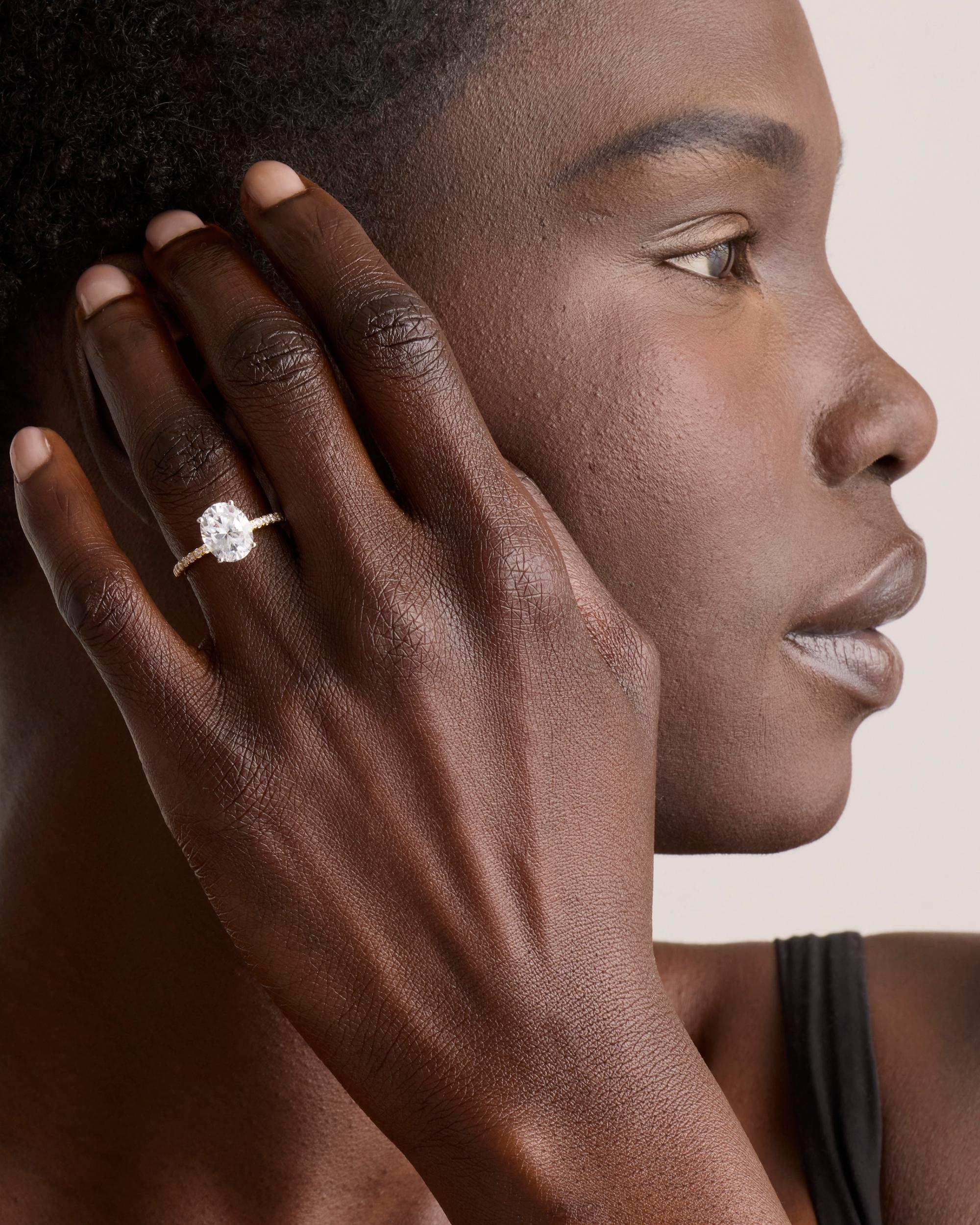 Quince | Women's Lab Grown Diamond Oval Petite Pave Engagement Ring Product Image