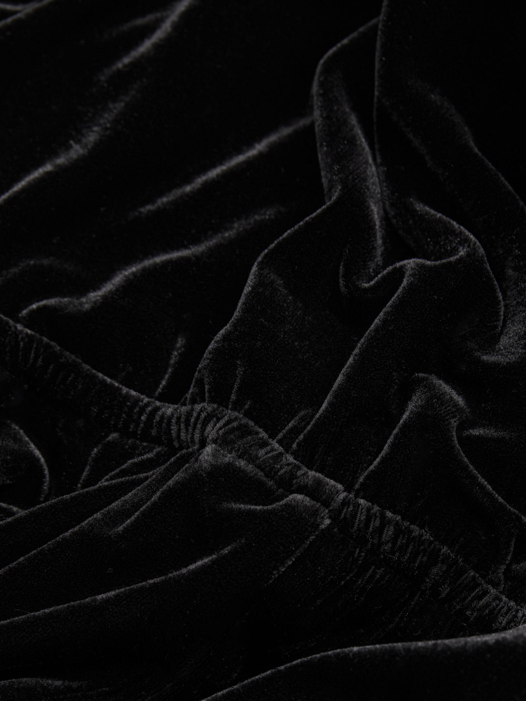 Petite Velvet Belted Wide Leg Jumpsuit in Black Product Image