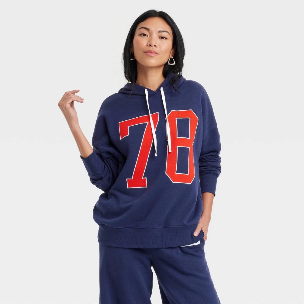 Women's 78 Graphic Sweatshirt - Blue 1X: Grayson Threads, Oversized Fleece Pullover, Hooded Long Sleeve Product Image