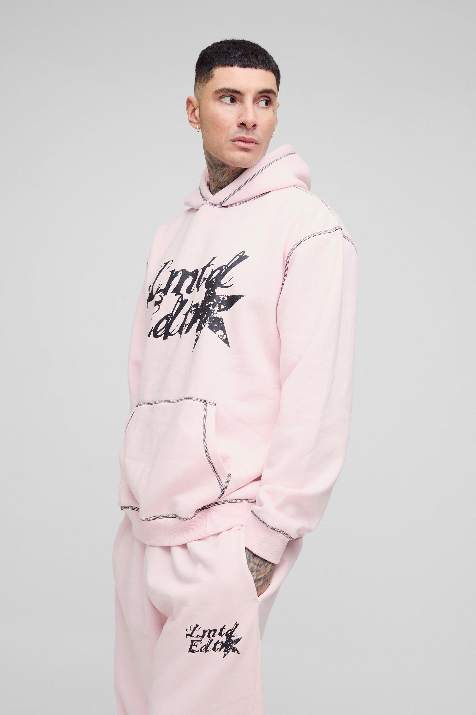 Tall Oversized Contrast Stitch Lmted Hooded Tracksuit | boohooMAN USA Product Image