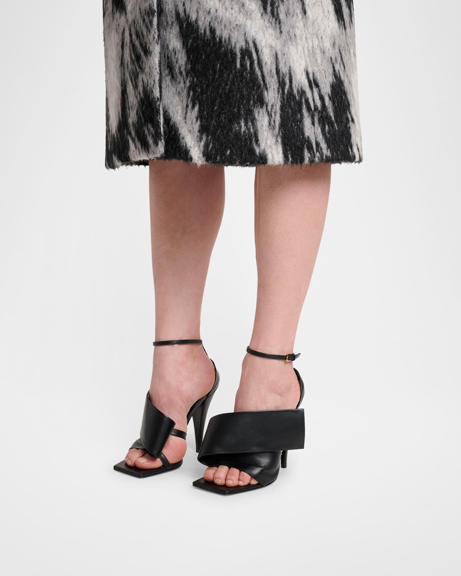 Twisted Ribbon Leather Sandals  Product Image