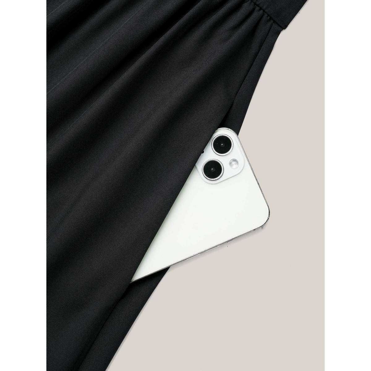 Plus Size Gardenia Print Waist-Cinched Lace Midi Dress Black Women Elegant Texture V-neck Short sleeve Curvy BloomChic 12/L Product Image