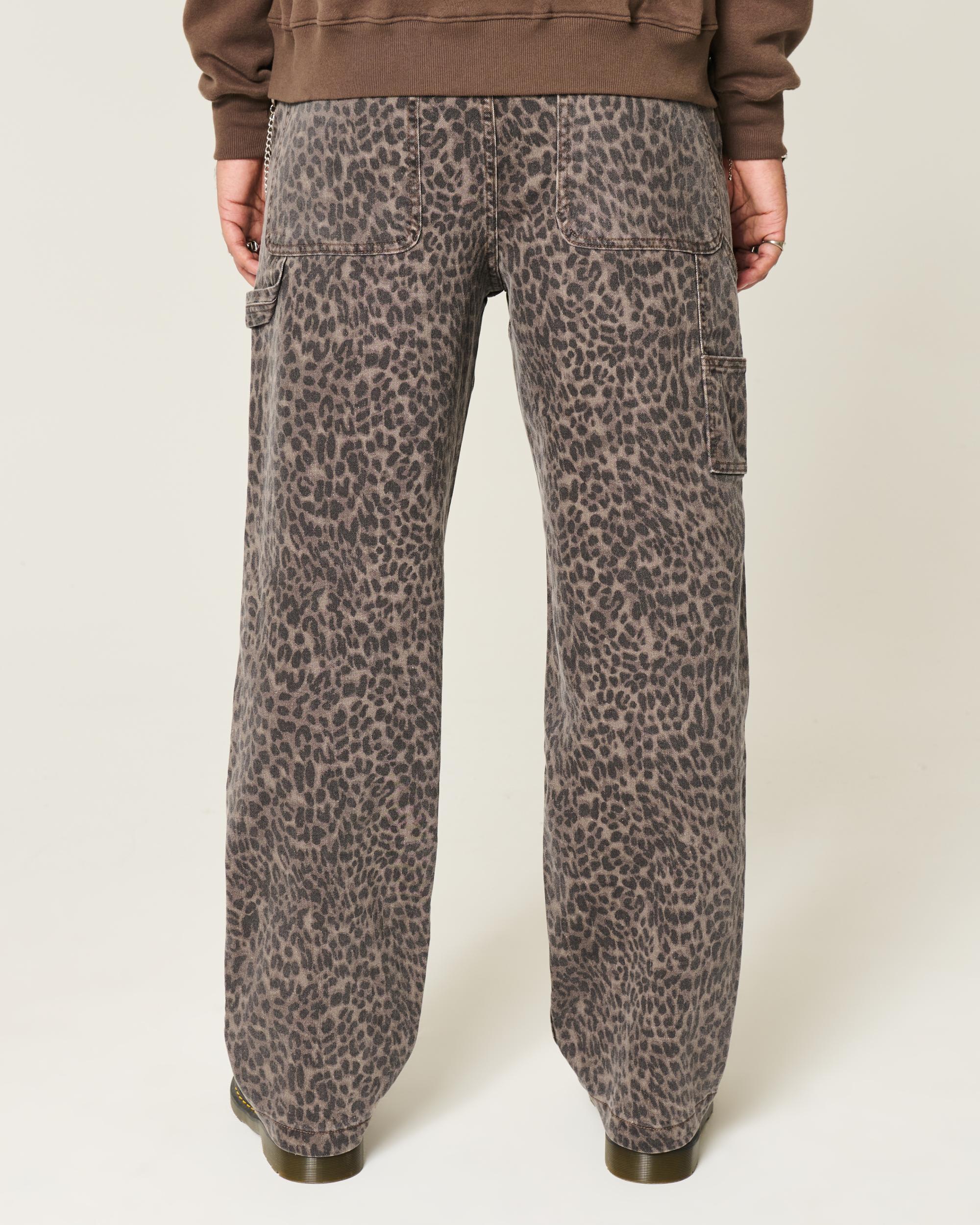 Leopard Print Baggy Painter Jeans Product Image