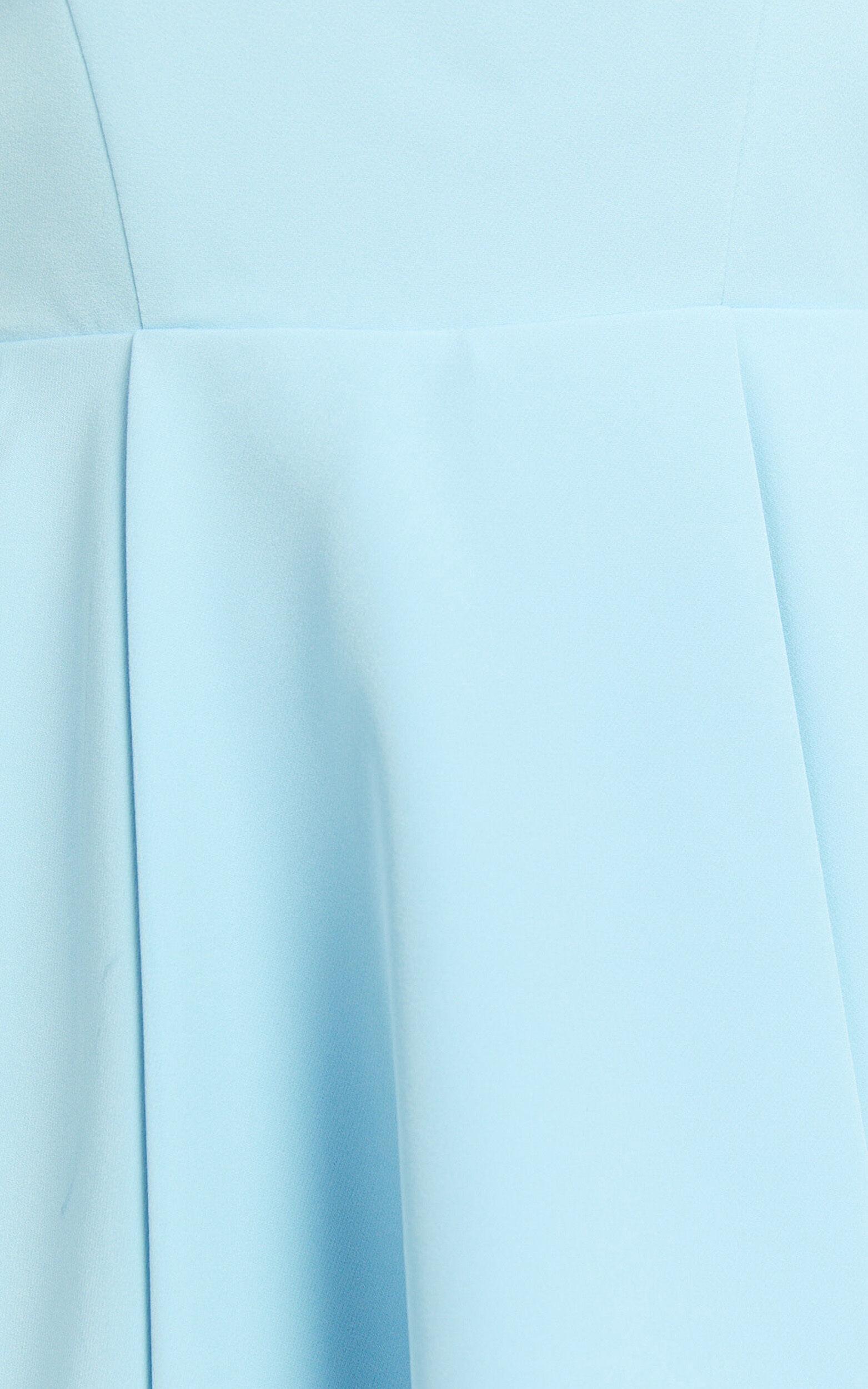 Adira Mini Dress - Square Neck Corset Bodice Pleat Skirt Backless Dress in Blue Product Image