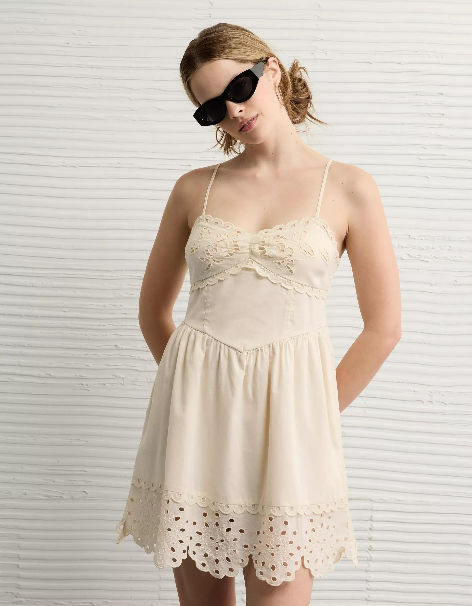 AE Catie Corset Eyelet Mini Dress Product Image