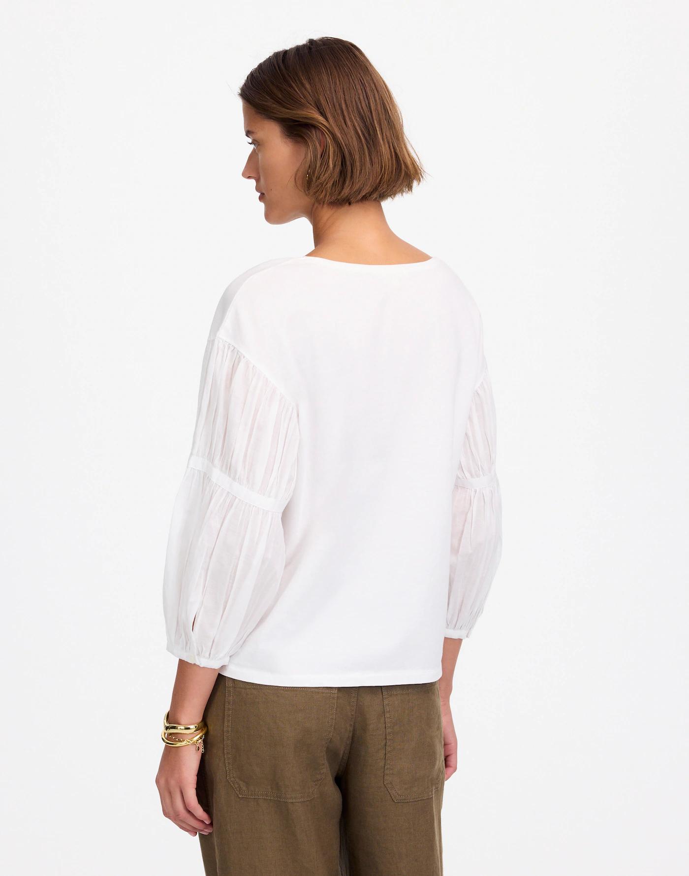 Puff-Sleeve Drop-Shoulder Knit Top Product Image