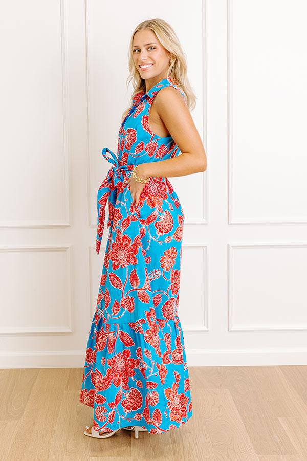 Boardwalk Stroll Floral Maxi Dress in Blue Product Image
