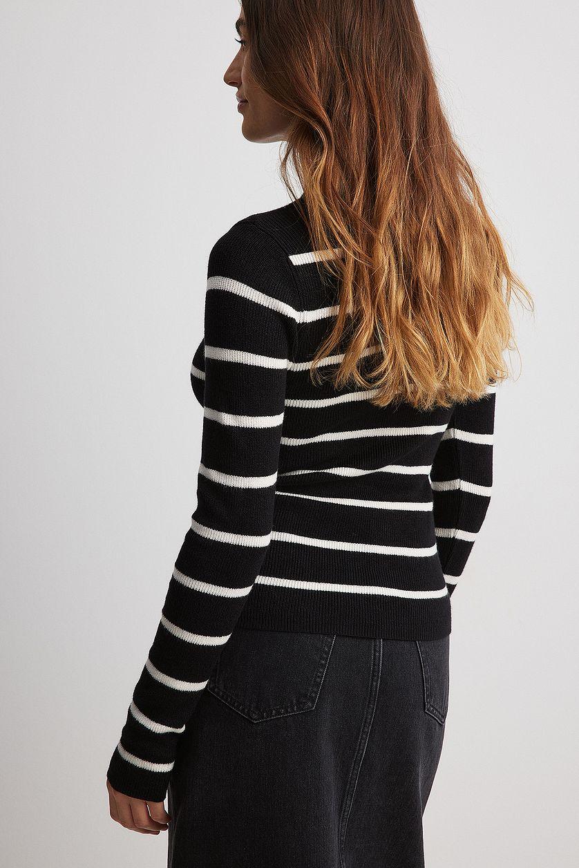 Long Sleeve Turtleneck Ribbed Knitted Top Product Image