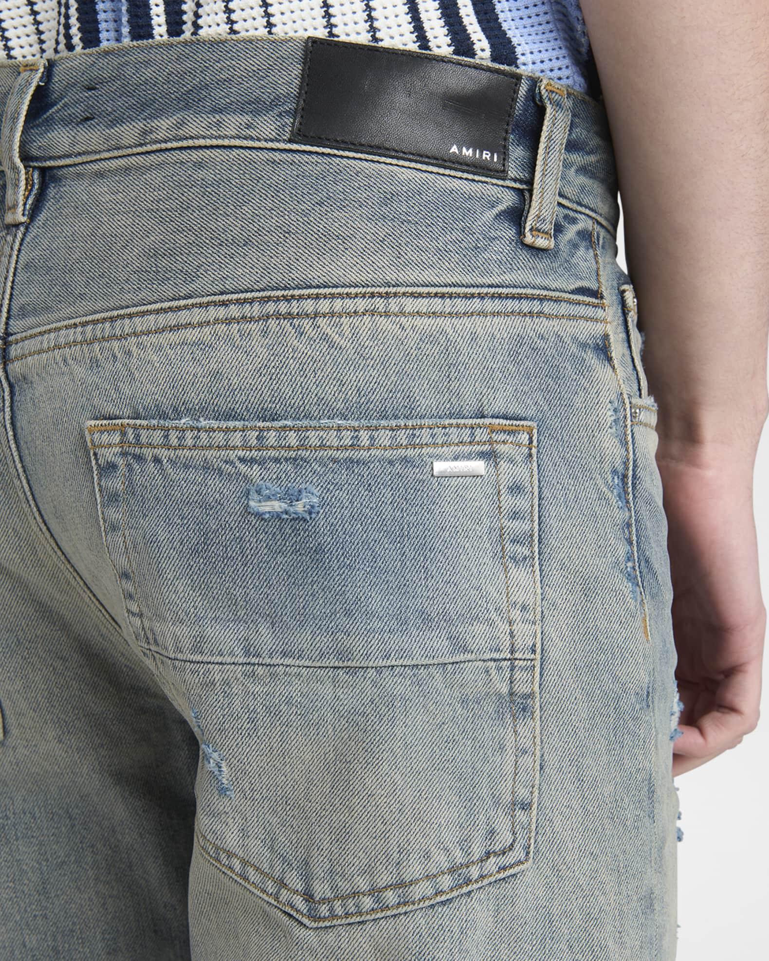 Men's MX1 Distressed Jeans with Pleated Suede Product Image