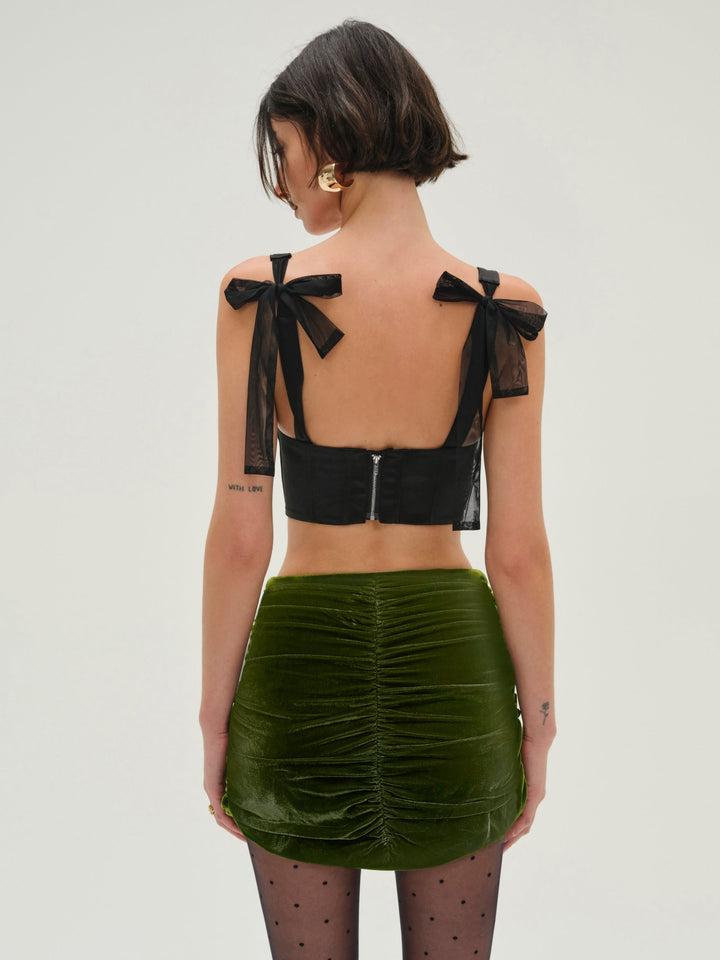 Martini Velvet Mini Skirt — Green Product Image