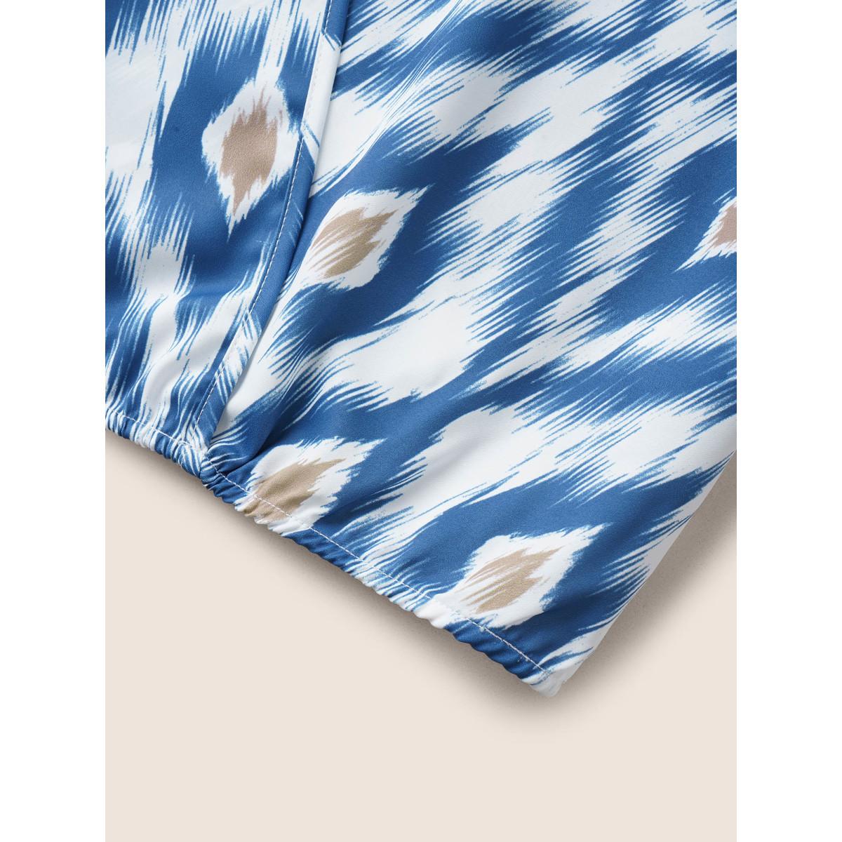 Plus Size Stone Geometric Surplice Neck Tab Sleeve Blouse Women Resort Elbow-length sleeve Overlap Collar Vacation Blouses BloomChic 22-24/3X Product Image