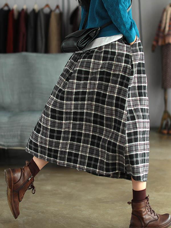 Artistic Retro Plaid A-Line Skirt Product Image