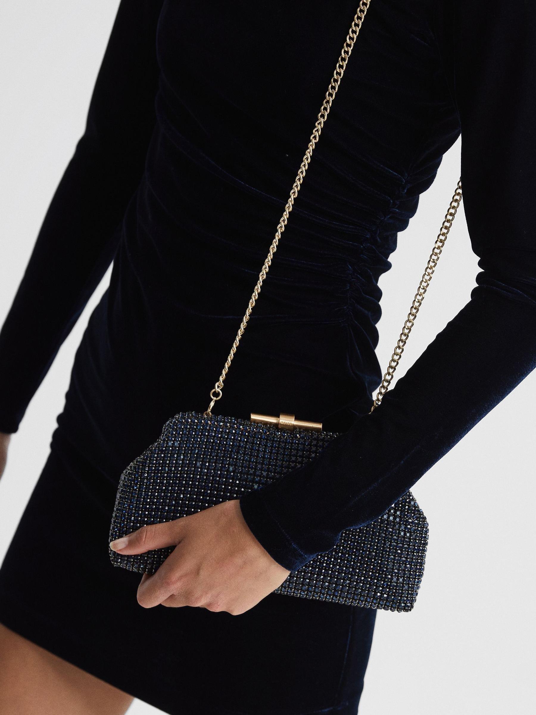 Embellished Clutch Bag in Navy Product Image