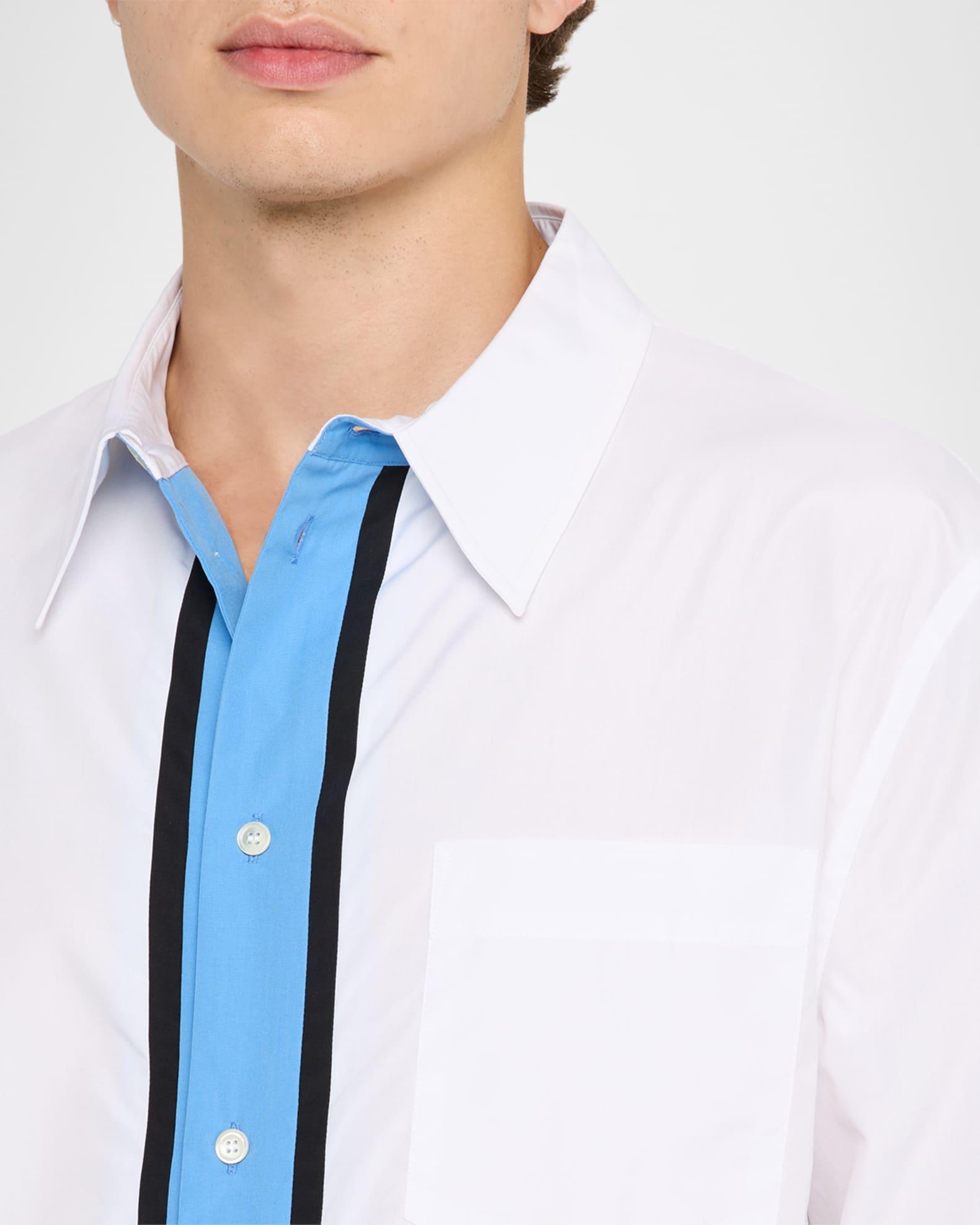 Men's Vertical Stripe Cotton Pocket Button-Down Shirt Product Image