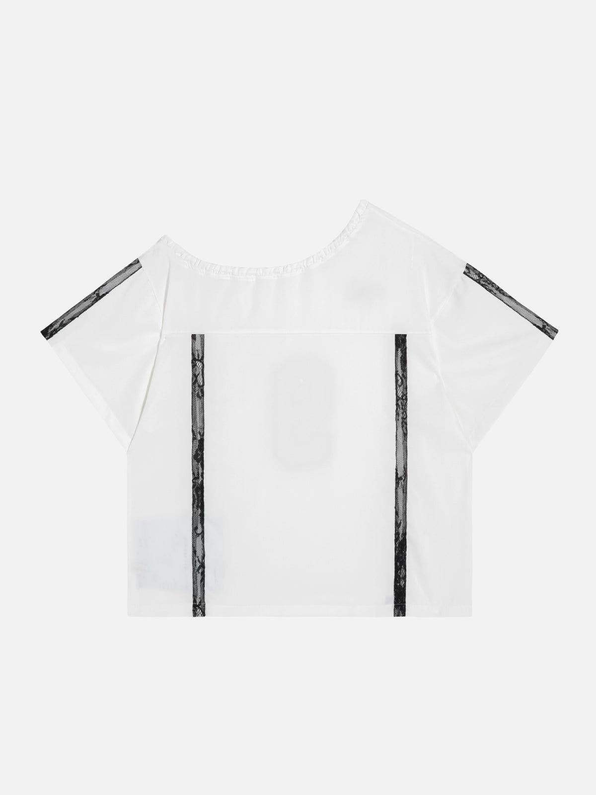 Aelfric Eden Lace Patchwork Off Shoulder Tee Female Product Image