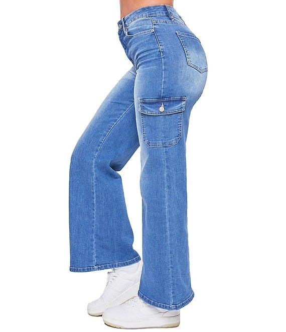 YMI Jeanswear High Rise Wide Leg Cargo Jeans Product Image