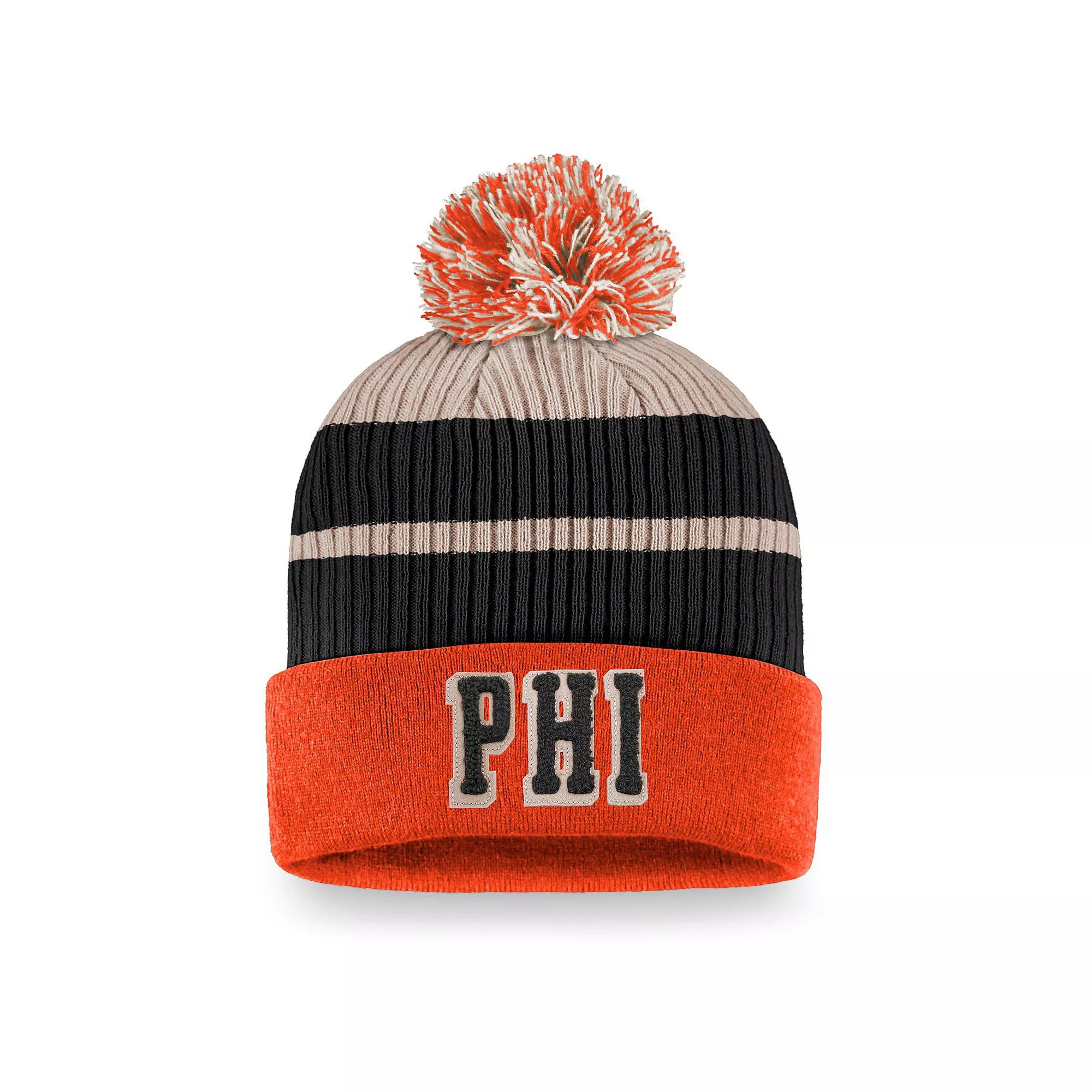 Men's Fanatics Branded Orange Philadelphia Flyers True Classics Cuffed Knit Hat with Pom, Fly Orange Product Image