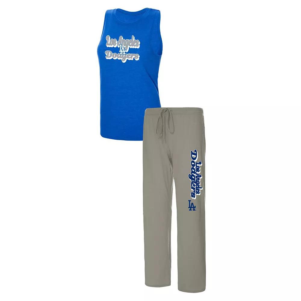Women's Concepts Sport Gray/Royal Los Angeles Dodgers Wordmark Meter Muscle Tank Top & Pants Sleep Set, Size: 3XL, Grey Product Image