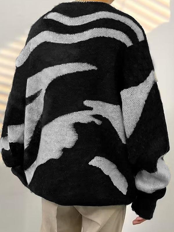 Men's Contrast Color Irregular Stripe Sweater Product Image