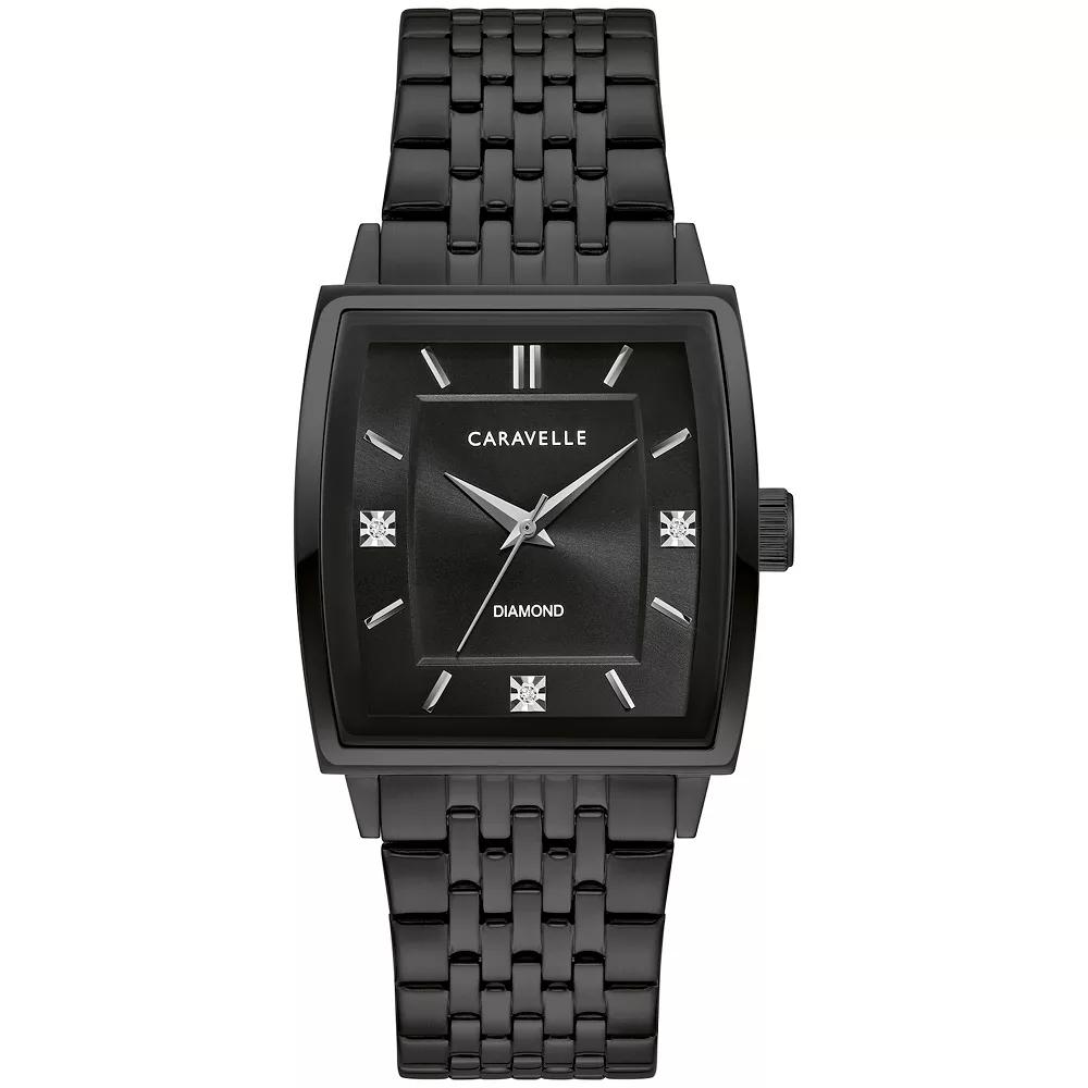 Caravelle by Bulova Men's Modern Black Ion-Plated Stainess Steel Diamond Accent Watch - 45D111,  Product Image
