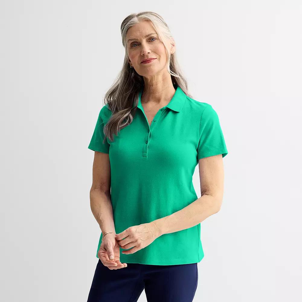 Women's Croft & Barrow® Essential Polo, Size: Small, Greenway Product Image