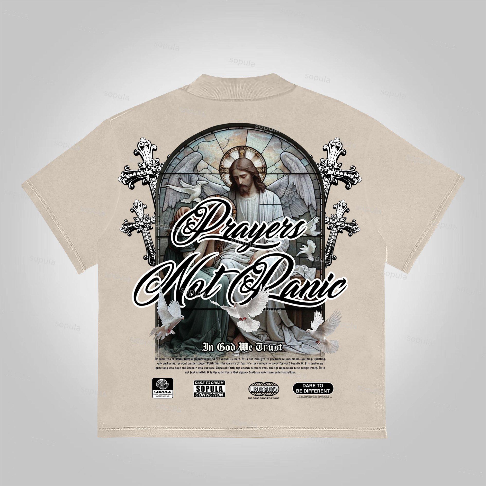 Sopula Prayers God Will Be By Your Side Printed Graphics Cotton T-Shirt Product Image
