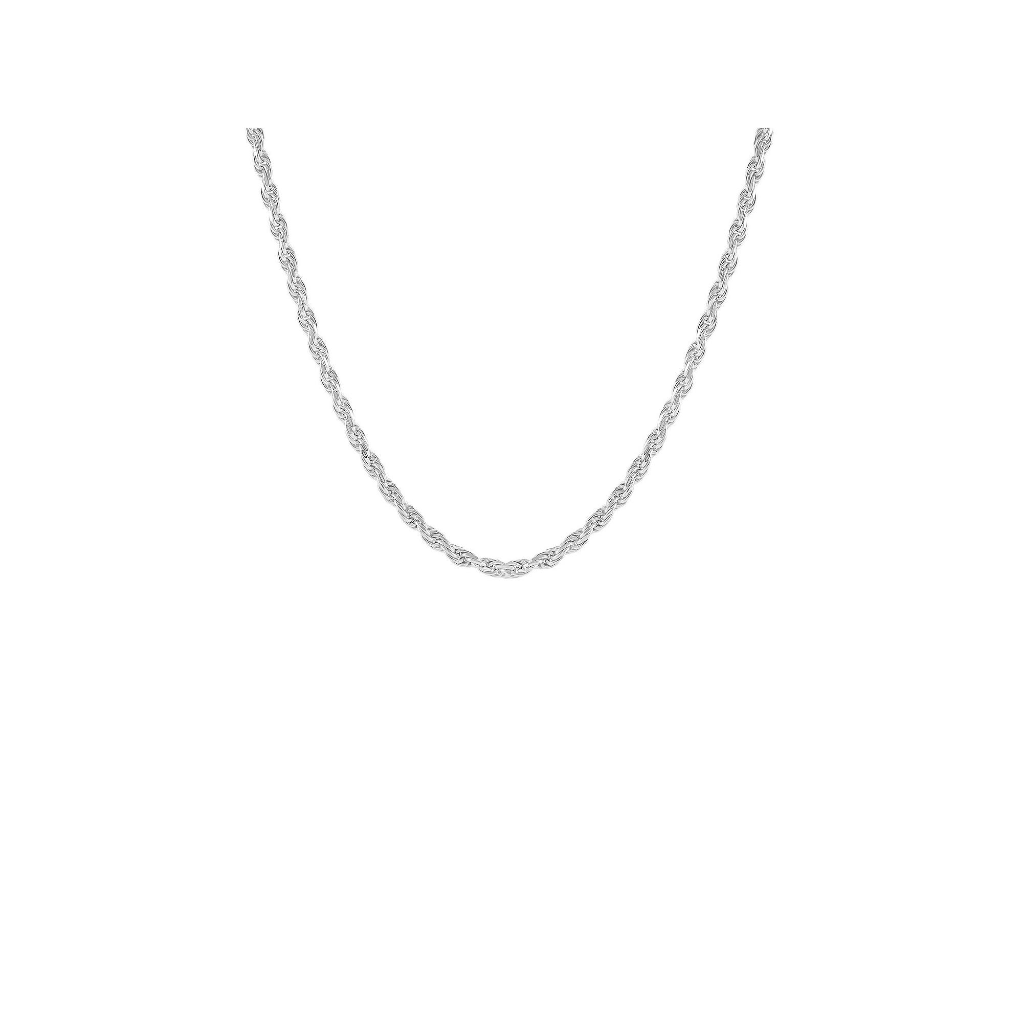 PRIMROSE Fine Silver Plated Rope Chain Necklace, Women's, Size: 20", Silver Tone Product Image