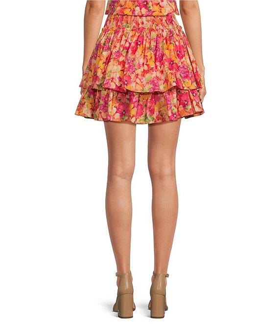 Skies Are Blue Coordinating Floral Print High Waisted Tiered Mini Skirt Product Image
