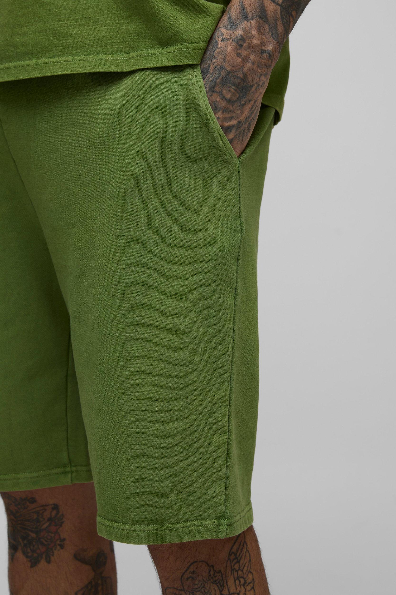 Tall Loose Fit Acid Wash Jersey Shorts | boohooMAN USA Product Image