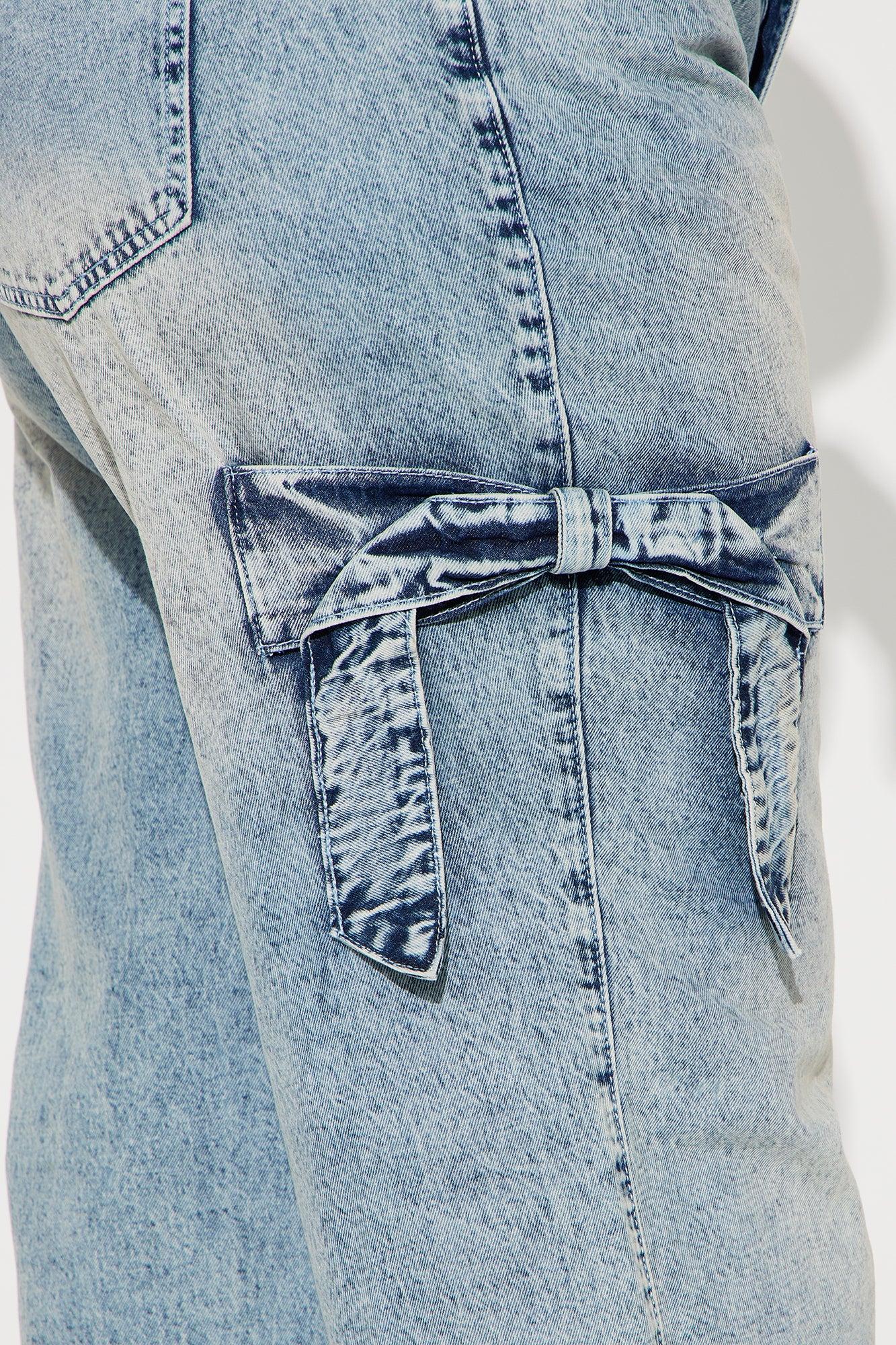 Put A Bow On It Non Stretch Straight Leg Jeans - Medium Wash Product Image