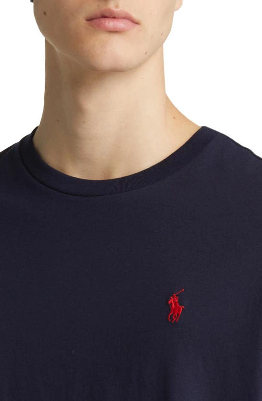 POLO RALPH LAUREN Slim-fit Logo-embroidered Cotton-jersey T-shirt In Navy Product Image