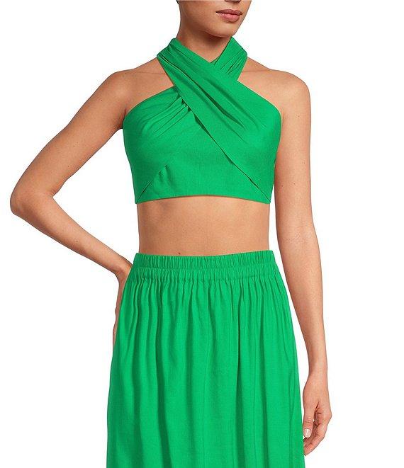 Gianni Bini Brea Linen Halter Neck Sleeveless Coordinating Blouse Product Image