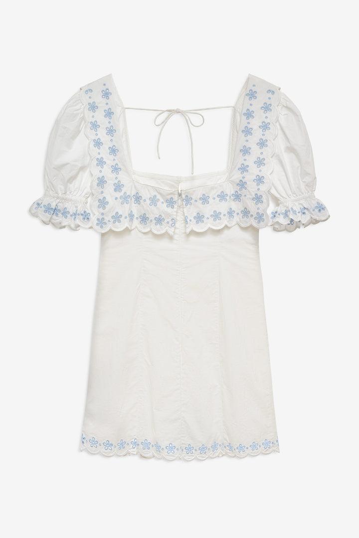 Poppy Collared Mini Dress — White Product Image