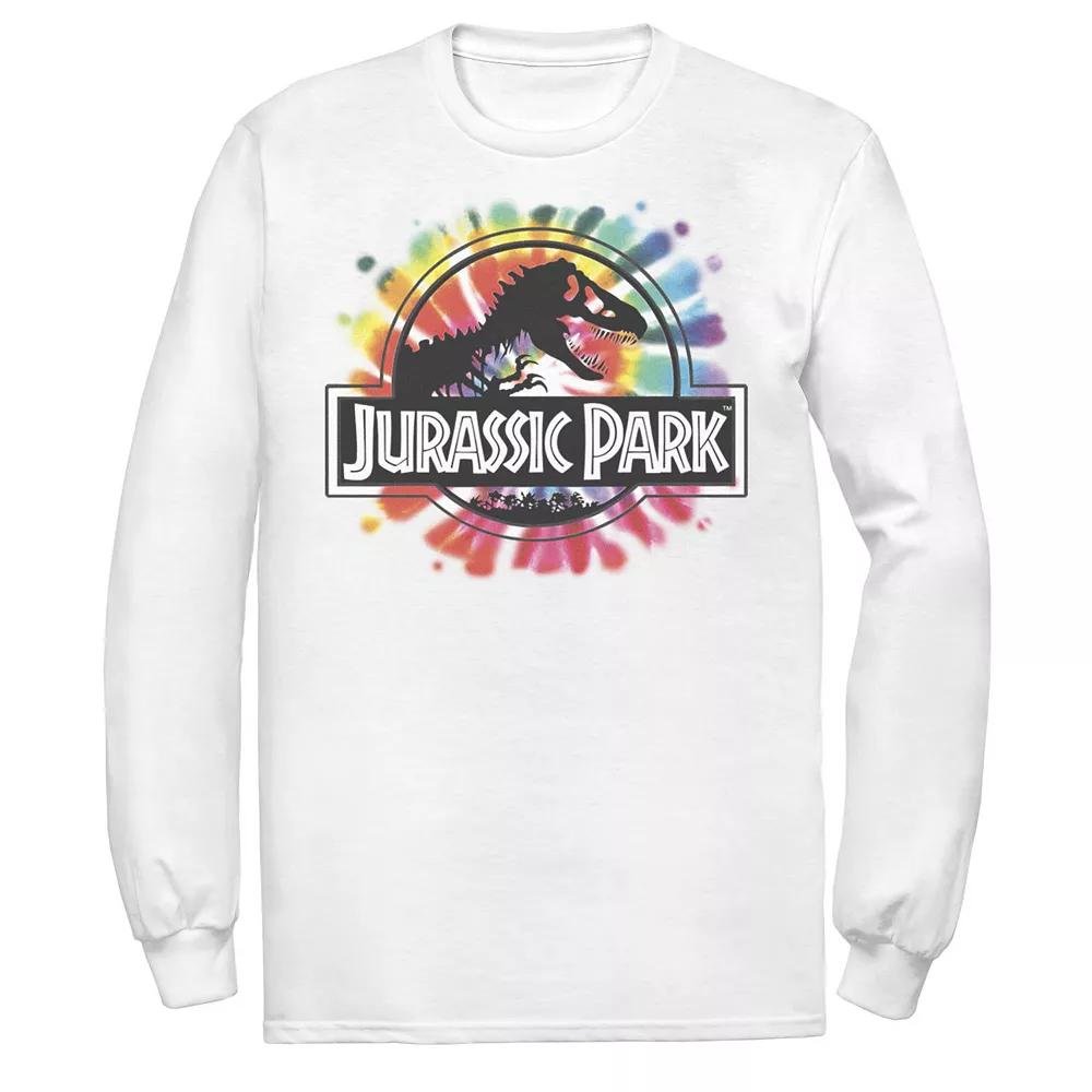 Men's Jurassic Park Classic Logo Tie Dye Long Sleeve Graphic Tee,  Product Image