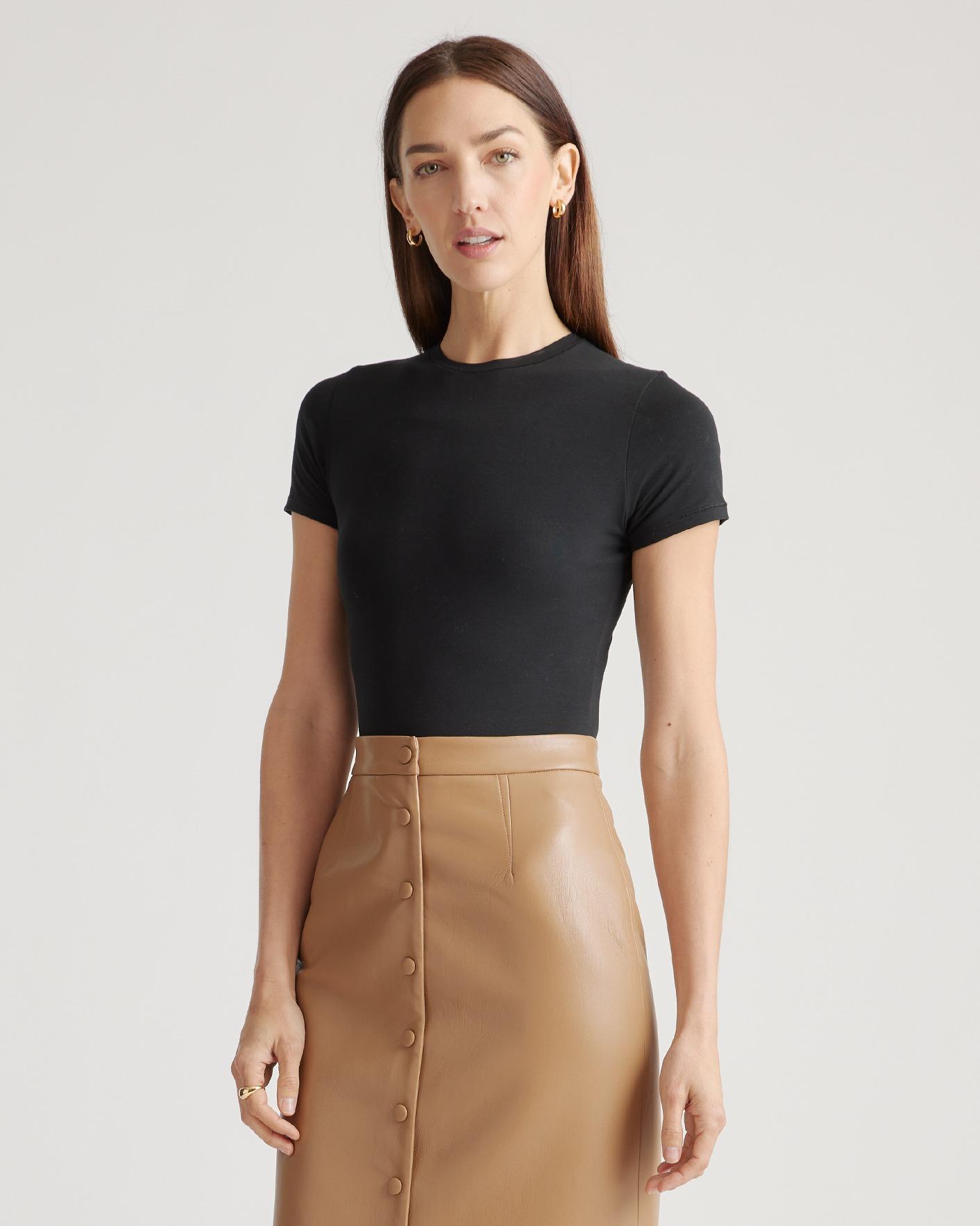 Quince | Women's Stretch Cotton Jersey Short Sleeve Bodysuit Size XS, Organic Cotton Product Image