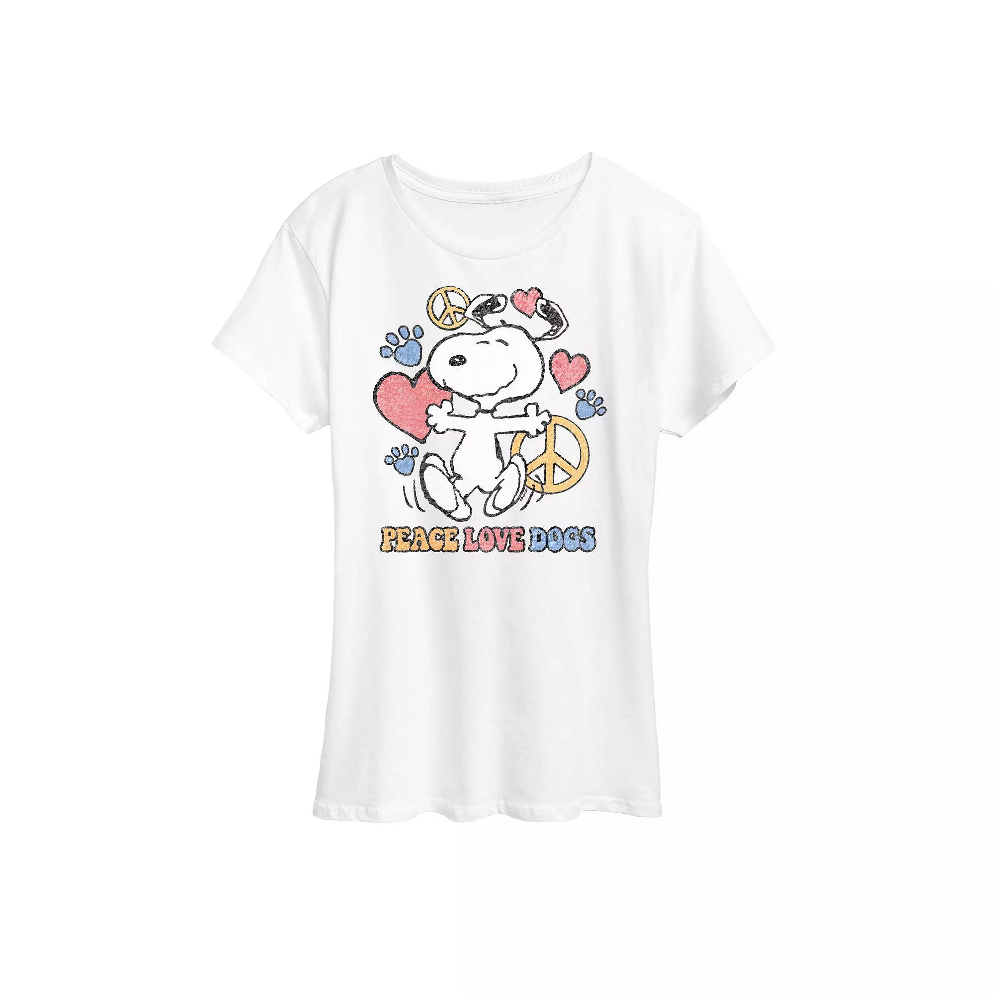 Women's Peanuts Snoopy Peace Love Dogs Graphic Tee,  Product Image