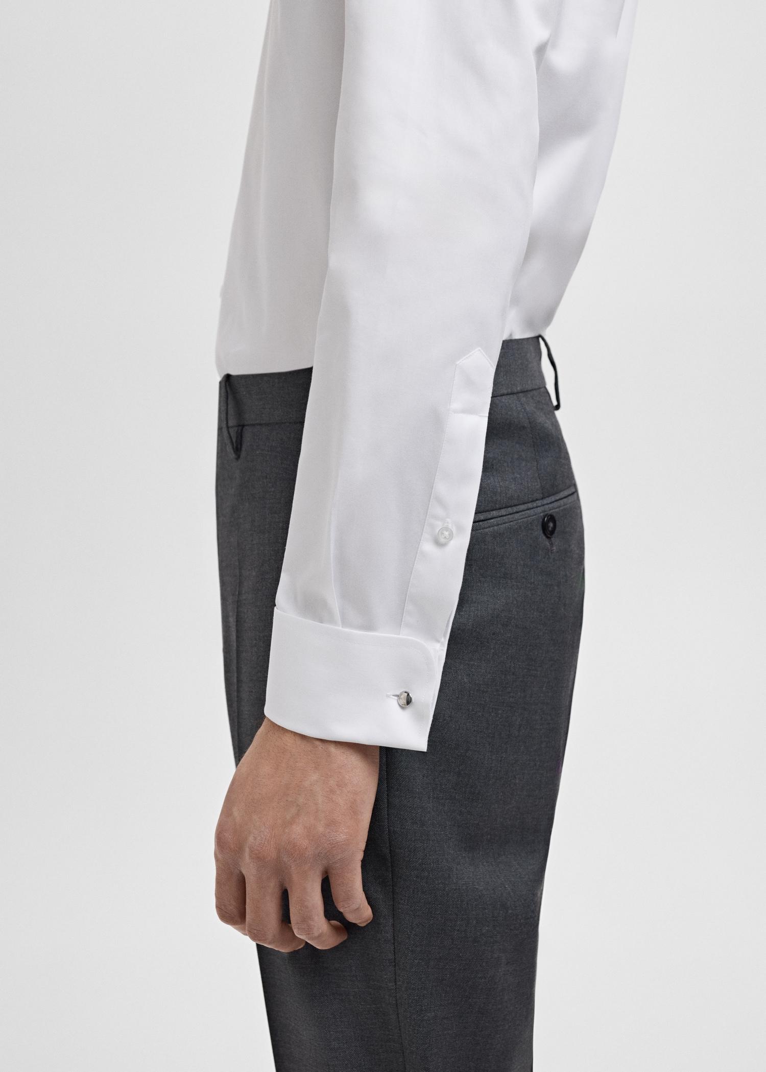 Slim-fit twill fabric suit with shirt cufflinks - Men | MANGO USA Product Image