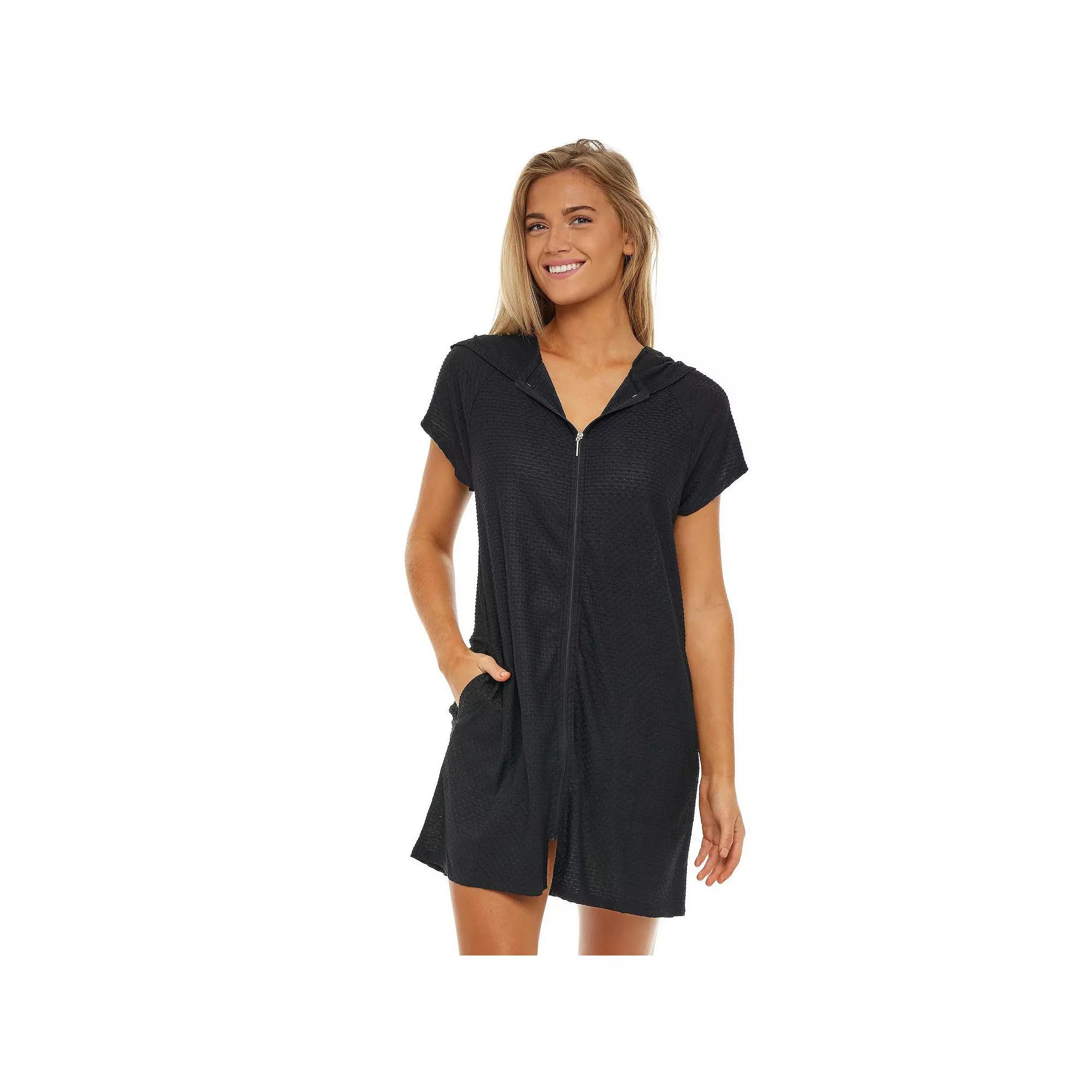 Women's Jordan Taylor Zip-Front Waffle-Weave Swim Cover-Up,  Product Image