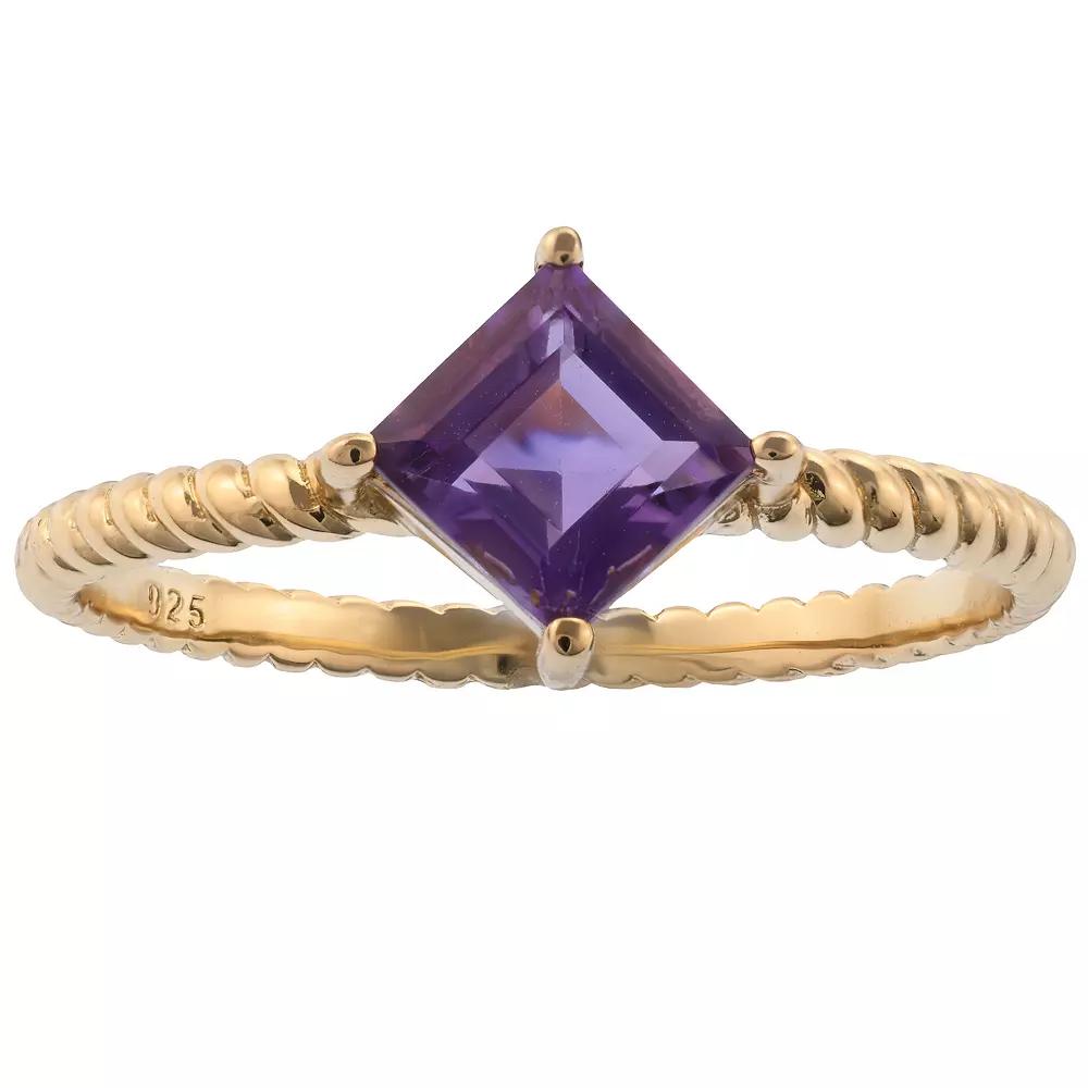 Gemistry 14k Gold Square Cut Amethyst Ring, Women's, Size: 9 Product Image