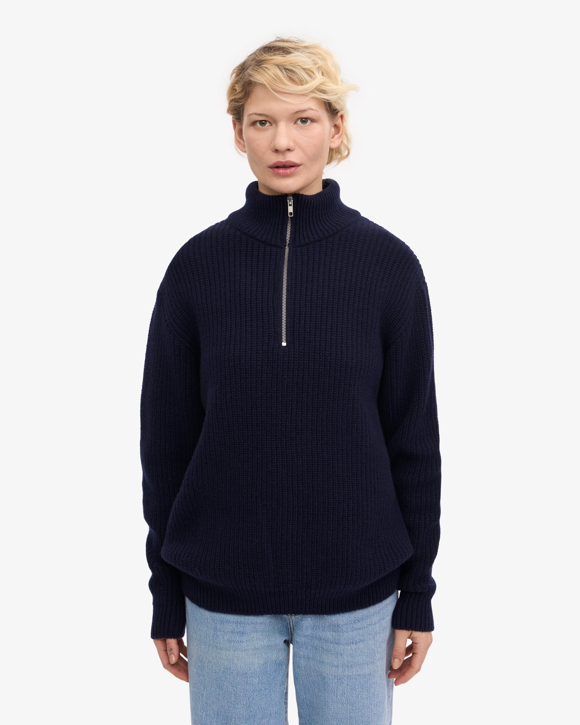 Merino Quarter Zip - Navy Blue Product Image