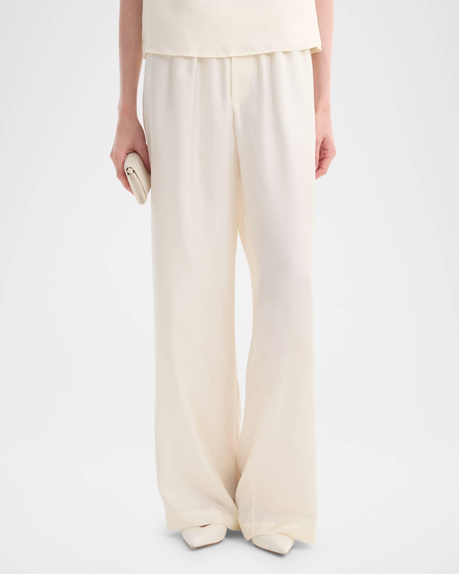 Wide-Leg Silk Trousers Product Image