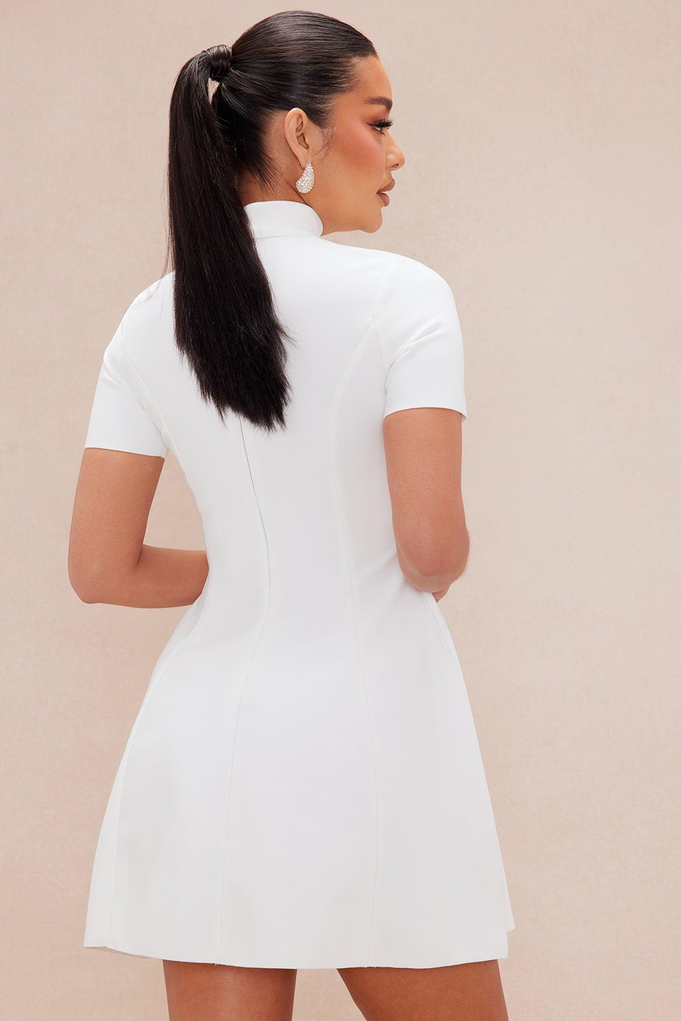 Blakely Bandage A Line Mini Dress - White Product Image
