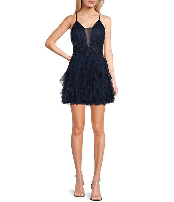 Pear Culture Embellished Waist Corkscrew Fit-And-Flare Mini Dress Product Image