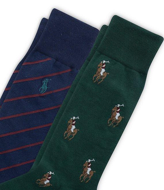 Polo Ralph Lauren Polo Player/Striped Dress Socks 2-Pack Product Image