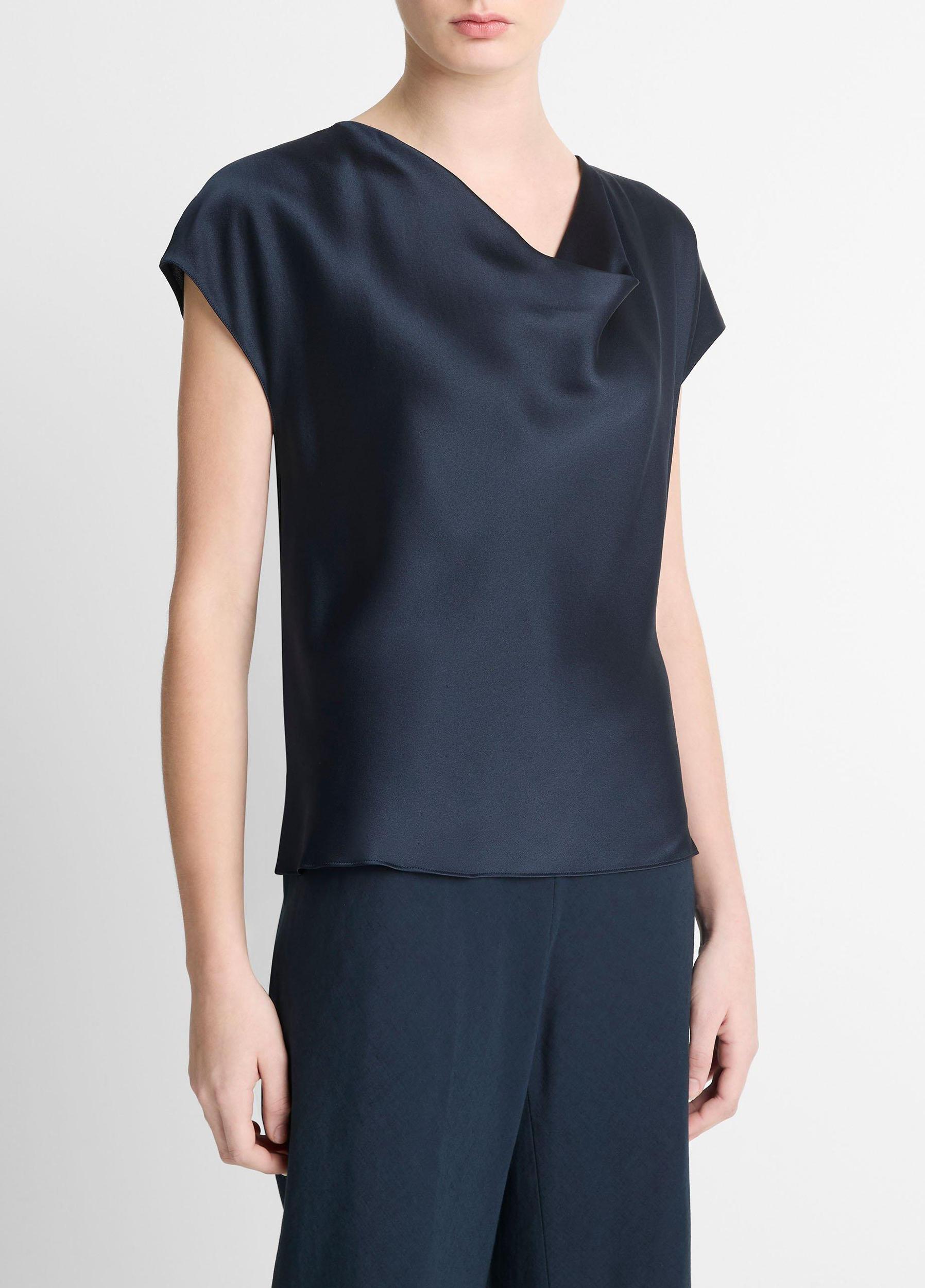 Silk Cowl-Neck Blouse Product Image