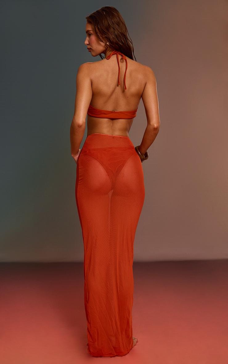 Rust Mesh Maxi Beach Skirt Product Image