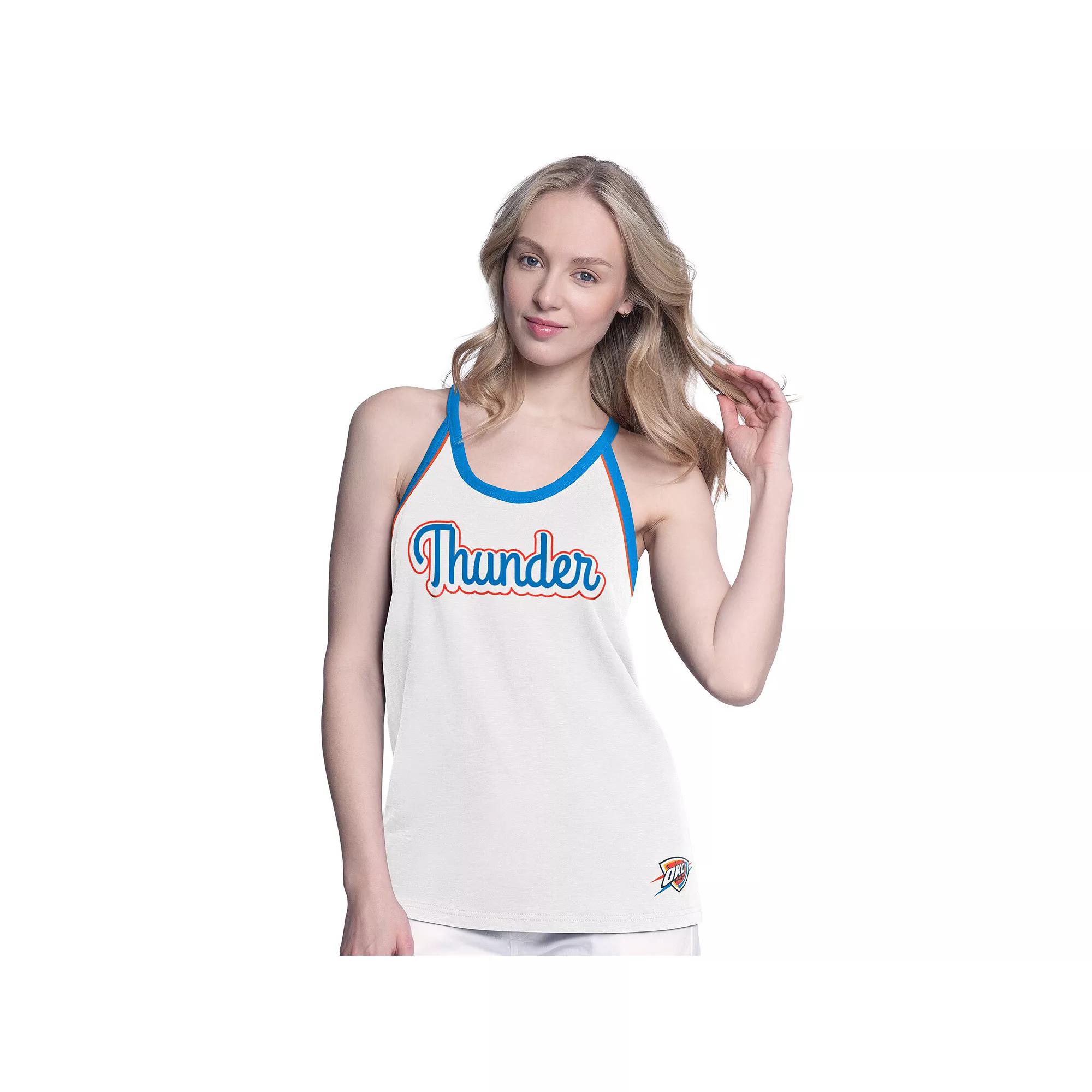 Women's G-III 4Her by Carl Banks White Oklahoma City Thunder Curveball Racerback Tank Top,  Product Image