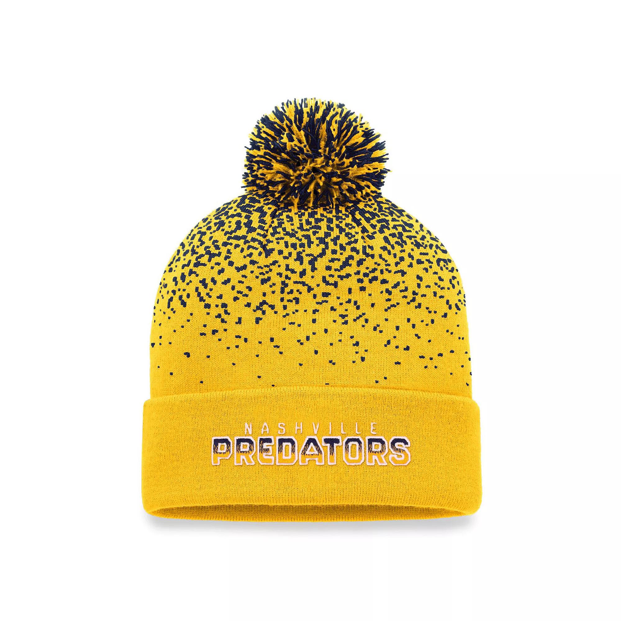 Men's Fanatics Branded Gold Nashville Predators Iconic Gradient Cuffed Knit Hat with Pom, Pdt Gold Product Image