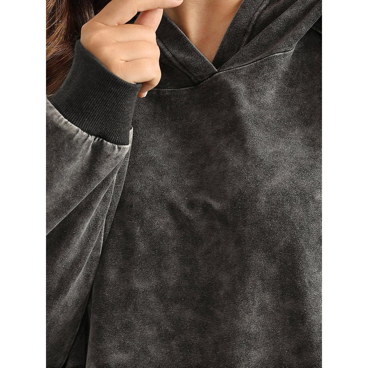 Plus Size Contrast Patchwork Hooded Raglan Sleeve Sweatshirt Women Black Casual Elastic cuffs Hooded Dailywear Sweatshirts BloomChic 18-20/2X Product Image