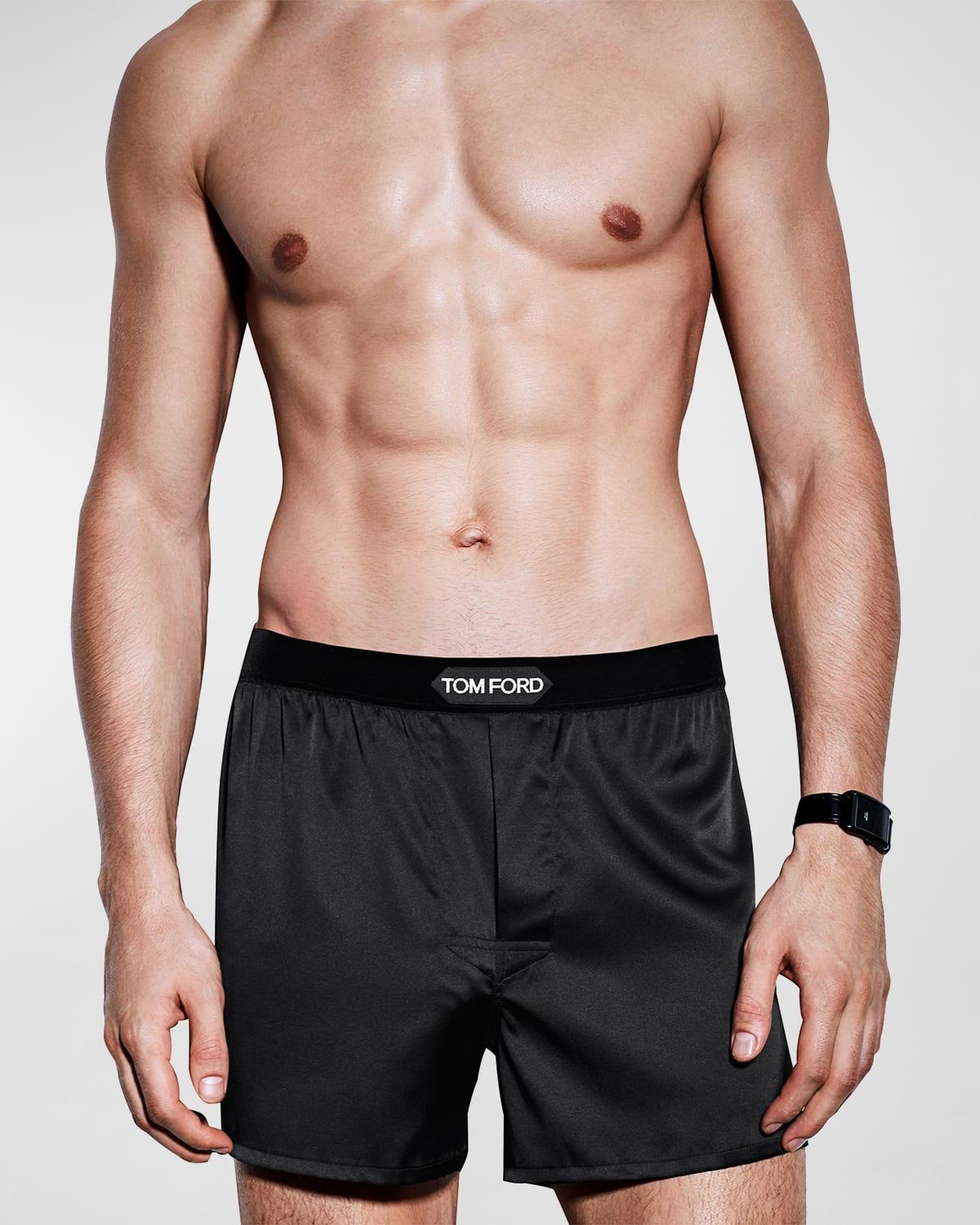 Mens Silk Jacquard Logo Boxers Product Image